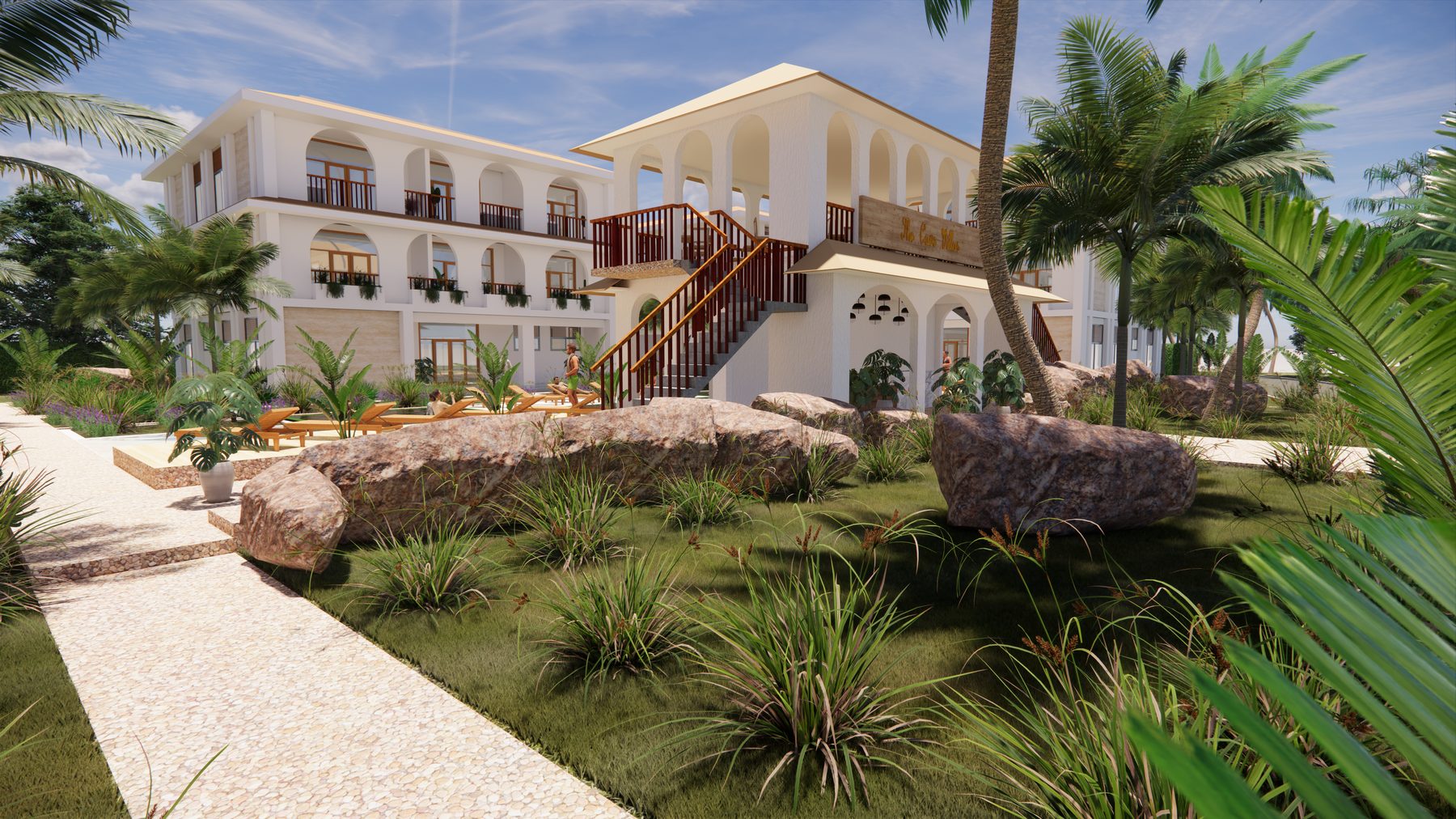 Arrival at the villas