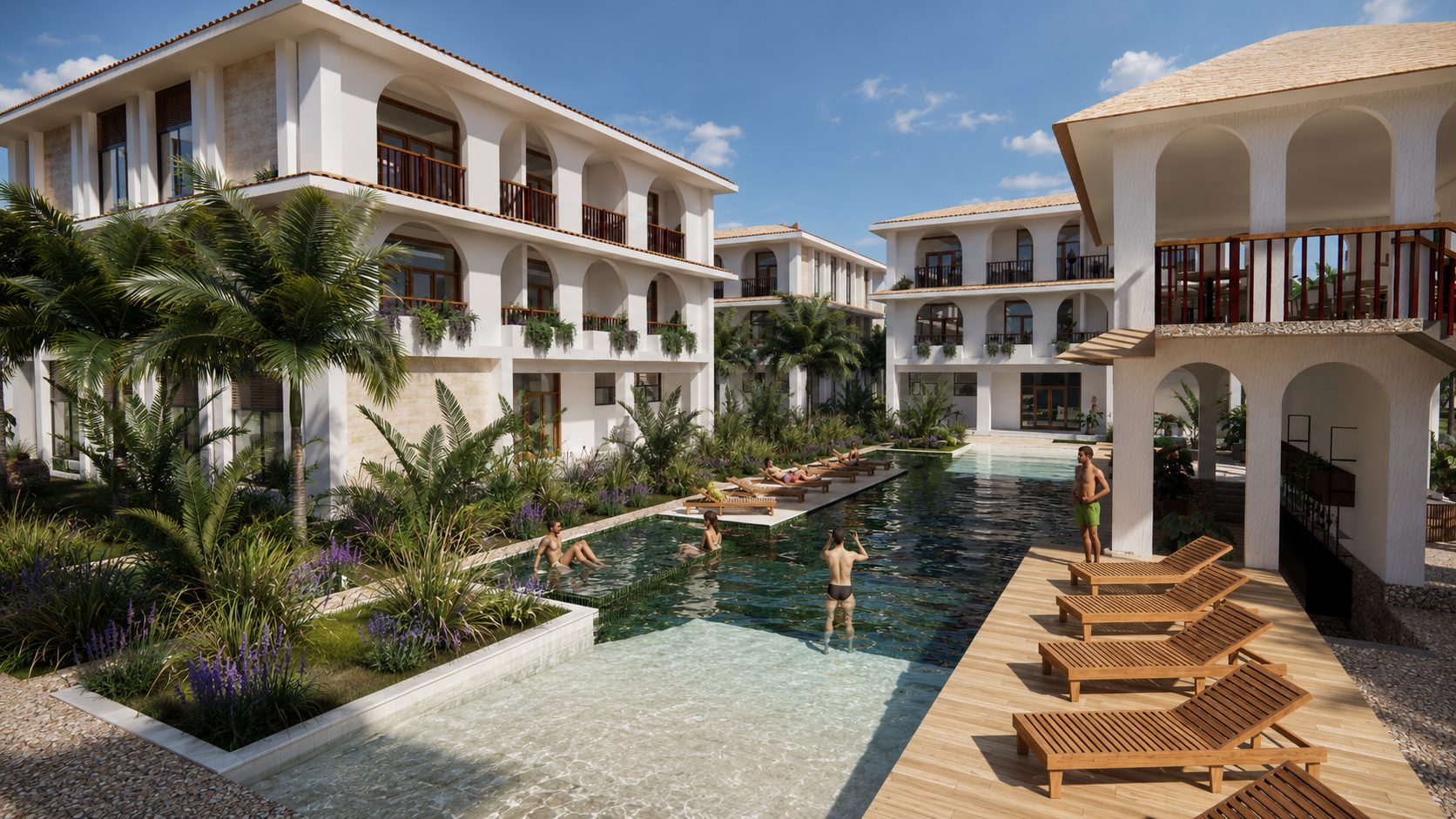 The pool court softens